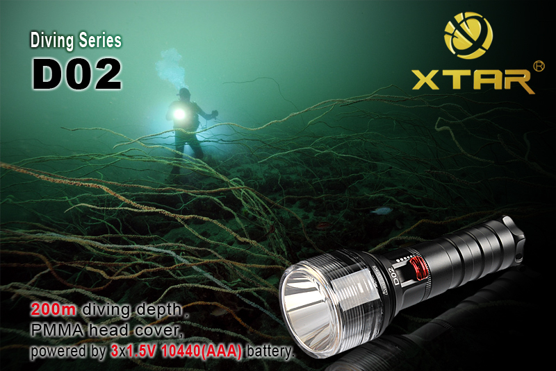 XTAR D02 Профессиональный фонарь для дайвинга и подводной охоты с питанием от ААА батареек и аккумуляторов обзоры форум