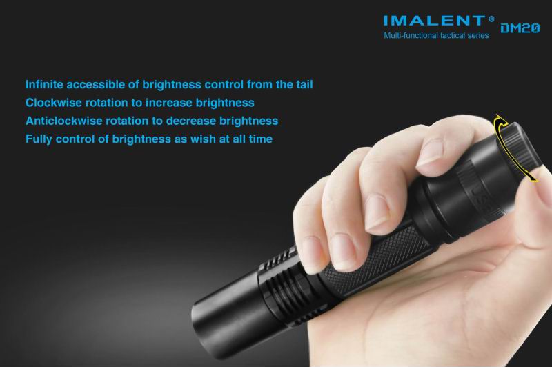 IMALENT DM20 (800 ANSI люмен)  Тактический аккумуляторный фонарь с теплым светом, зарядным устройством и передовым сенсорным управлением