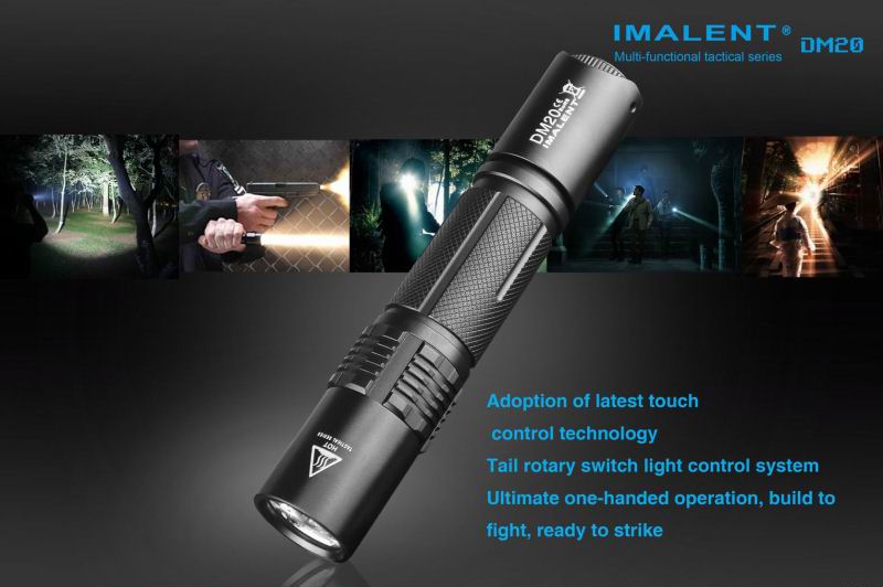 IMALENT DM20 (800 ANSI люмен)  Тактический аккумуляторный фонарь с теплым светом, зарядным устройством и передовым сенсорным управлением