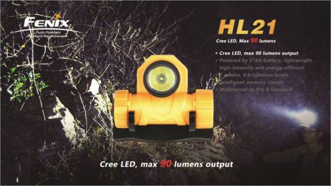 Fenix HL21 (R2) 90 lumens   Налобный светодиодный фонарь