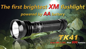 TK41 (XM-L T6) 800 lumens  Мощный светодиодный фонарь на батарейках АА