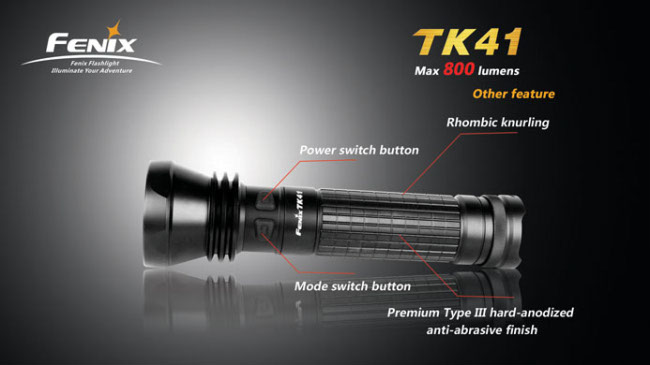светодиодный фонарь на батарейках АА Fenix TK41 XM-L T6 800 lumens купить в интернет магазине