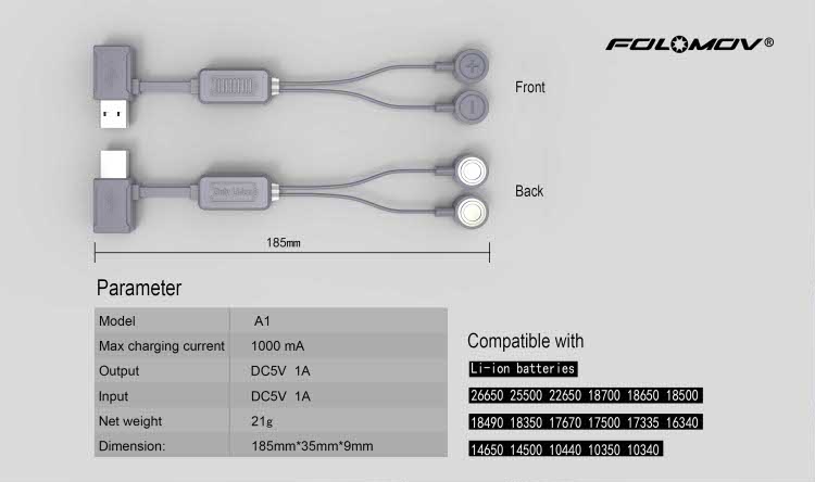 Folomov A1 Компактное зарядное устройство с функцией Power-Bank