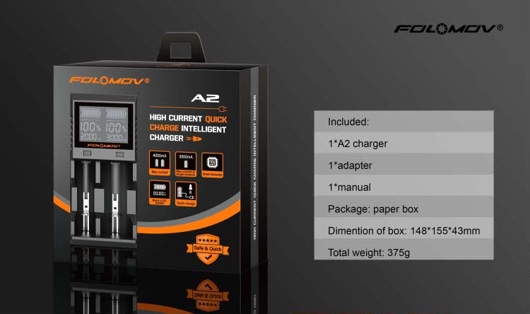 Folomov A2  Интеллектуальное зарядное устройство на 2 канала с регулировкой тока заряда