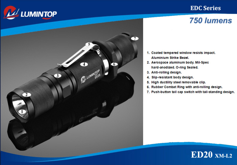 Светодиодные фонари Lumintop ED20 XM-L2 T6  750 lumens свет фото
