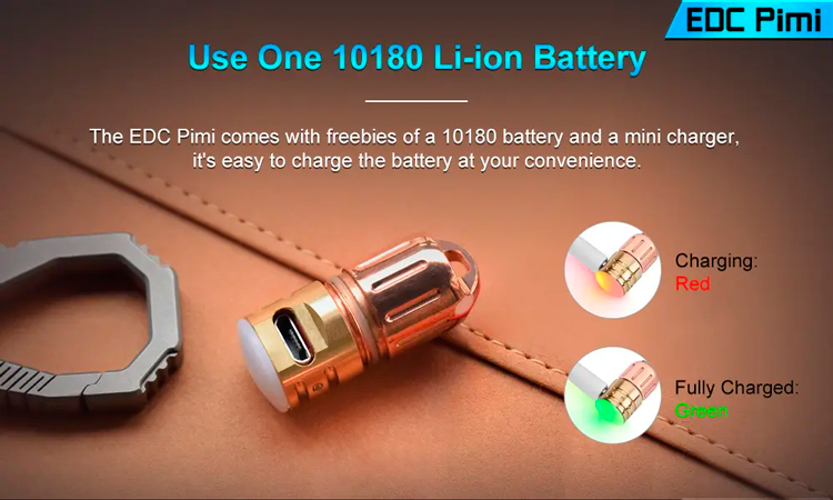Lumintop EDC PIMI Copper (100 ANSI люмен)  Крошечный аккумуляторный фонарь-брелок из меди