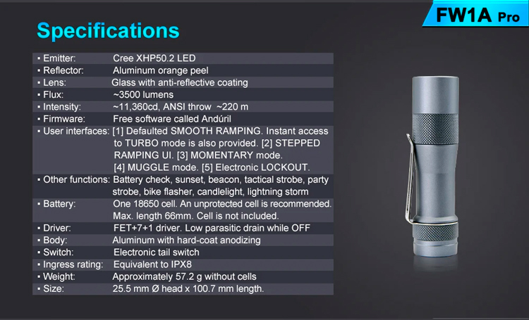 Lumintop FW1A pro (3500 люмен)   Мощный карманный фонарь с уникальными возможностями