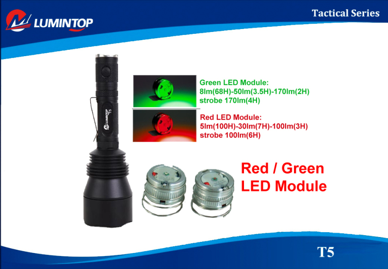 Lumintop Hunter T5 XP-G2 R5 460 lumens Тактический дальнобойный фонарь для охоты с красным и зеленым светодиодами