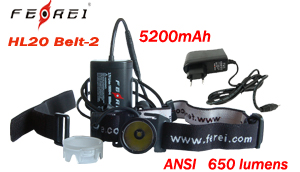 Мощный налобный фонарь с выносным аккумулятором HL20 Belt-2 v.6  (650 ANSI люмен)