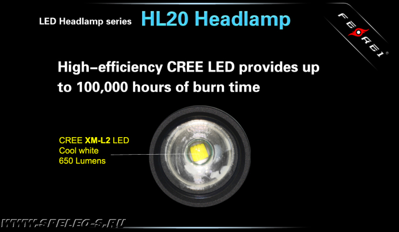 Ferei NEW HL20 Kit v.5 (XM-L2) 650 lumens  Аккумуляторный налобный фонарь с зарядным устройством