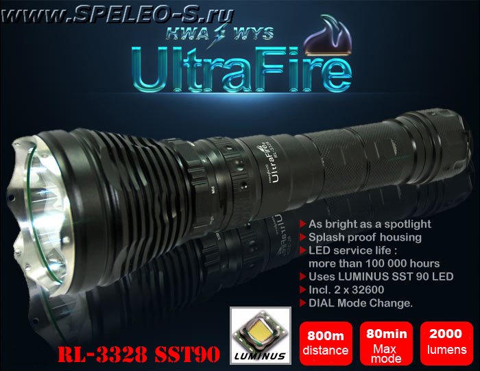 светодиодный фонарь UltraFire RL-3328 SST-90 2000 lumens