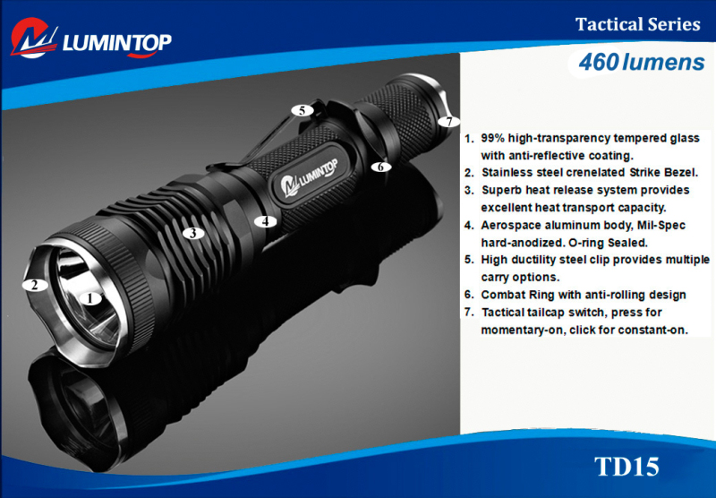 Lumintop TD15 Terminator это отличный фонарь для охоты с ярким фокусированным лучом