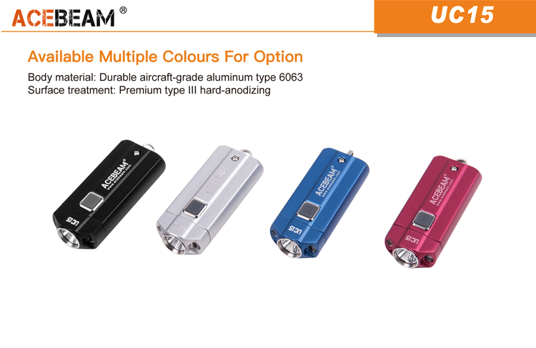 AceBeam UC15 (1000 ANSI люмен)  Аккумуляторный фонарь-брелок с тремя светодиодами Whire+Red+UV