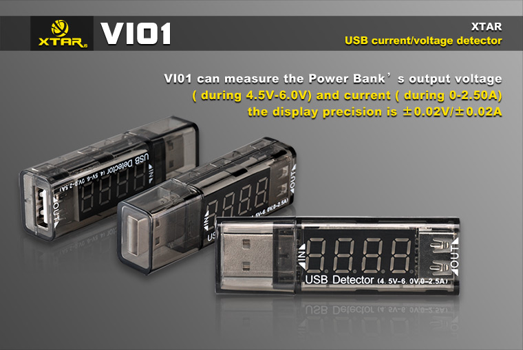 XTAR VI01 USB Detector - измеритель тока и напряжения для устройств Power-Bank