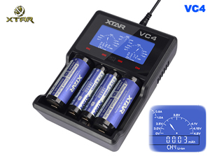 XTAR VC4  Интеллектуальное зарядное устройство на 4 канала с измерением ёмкости