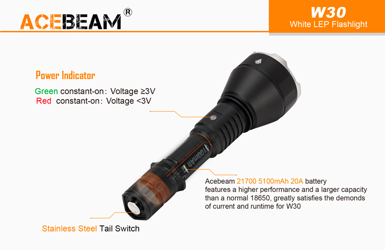 AceBeam W30 (2400 метров) Лазерный дальнобойный фонарь