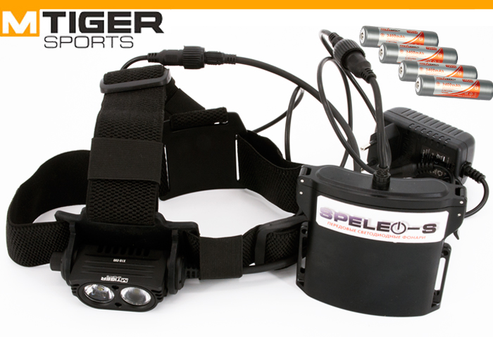 MtigerSports X10 Belt-4 Kit  (1000 ANSI люмен)  Мощный налобный фонарь с большим выносным аккумулятором