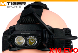 MtigerSports X10 EVO  (1000 ANSI люмен)  Мощный налобный фонарь с двумя светодиодами