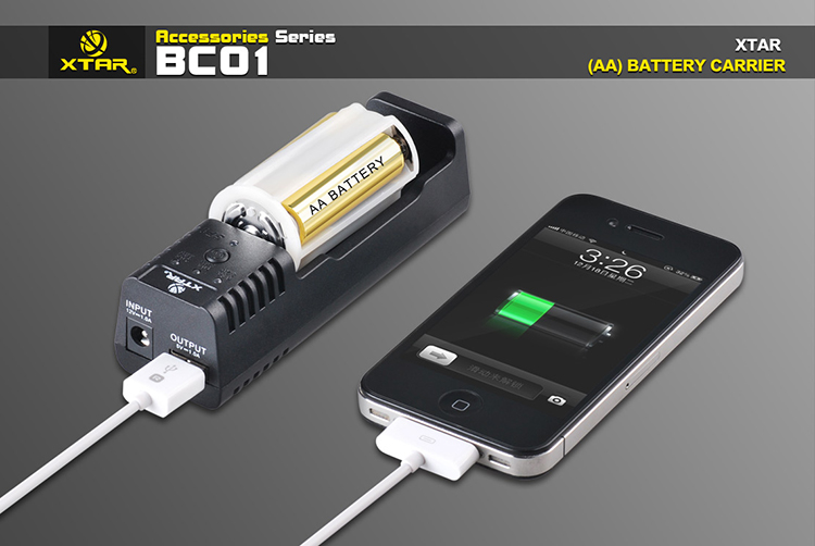 XTAR BC01 Адаптер-переходник для батареек AA x3 на аккумулятор Li-ion 32650