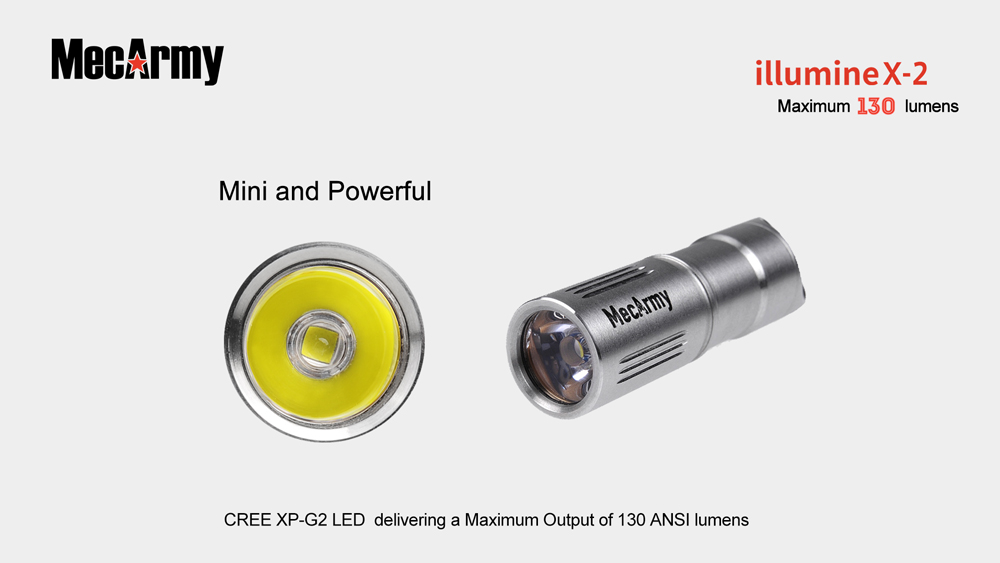 MecArmy illumineX-2 Ss  (130 ANSI люмен)  Аккумуляторный фонарь-брелок из нержавеющей стали